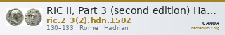 RIC II, Part 3 (second edition) Hadrian 1502 — CANOA