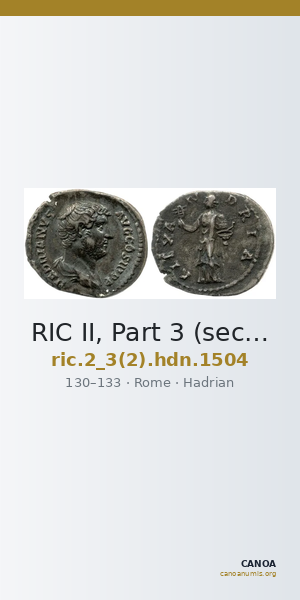 RIC II, Part 3 (second edition) Hadrian 1504 — CANOA