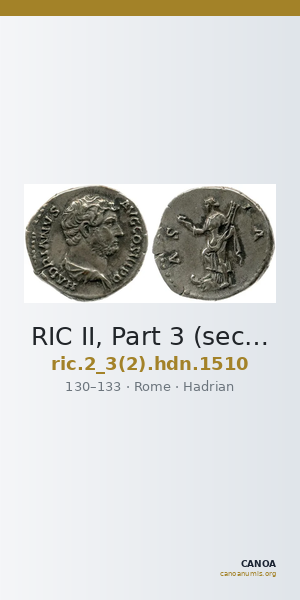 RIC II, Part 3 (second edition) Hadrian 1510 — CANOA
