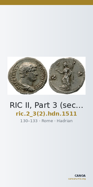 RIC II, Part 3 (second edition) Hadrian 1511 — CANOA
