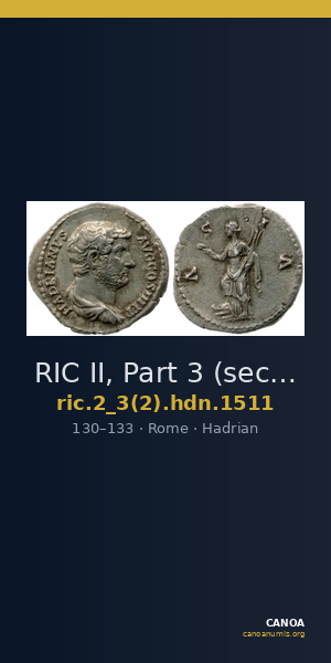 RIC II, Part 3 (second edition) Hadrian 1511 — CANOA