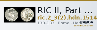RIC II, Part 3 (second edition) Hadrian 1514 — CANOA