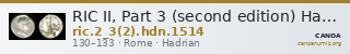 RIC II, Part 3 (second edition) Hadrian 1514 — CANOA