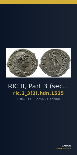 RIC II, Part 3 (second edition) Hadrian 1525 — CANOA
