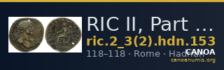 RIC II, Part 3 (second edition) Hadrian 153 — CANOA