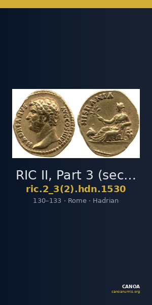 RIC II, Part 3 (second edition) Hadrian 1530 — CANOA