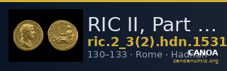 RIC II, Part 3 (second edition) Hadrian 1531 — CANOA
