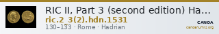 RIC II, Part 3 (second edition) Hadrian 1531 — CANOA