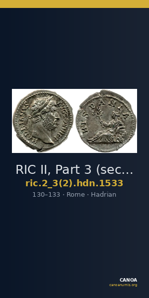 RIC II, Part 3 (second edition) Hadrian 1533 — CANOA