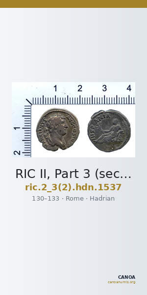 RIC II, Part 3 (second edition) Hadrian 1537 — CANOA