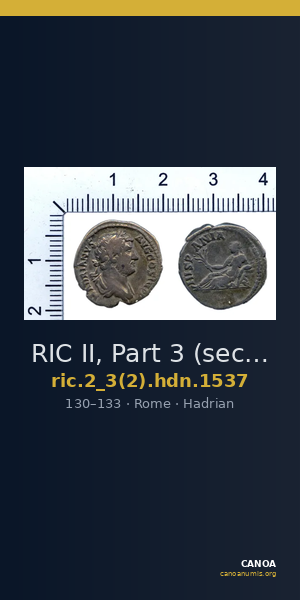 RIC II, Part 3 (second edition) Hadrian 1537 — CANOA
