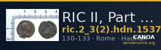 RIC II, Part 3 (second edition) Hadrian 1537 — CANOA