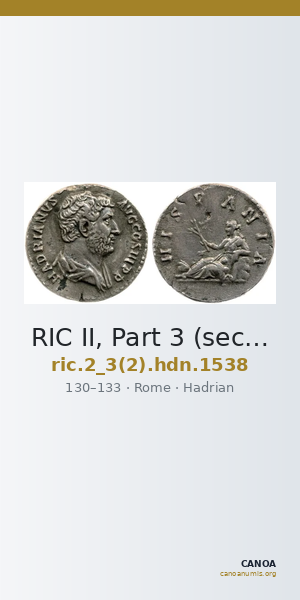 RIC II, Part 3 (second edition) Hadrian 1538 — CANOA