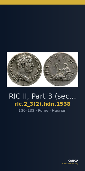 RIC II, Part 3 (second edition) Hadrian 1538 — CANOA