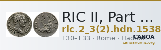 RIC II, Part 3 (second edition) Hadrian 1538 — CANOA