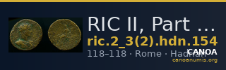 RIC II, Part 3 (second edition) Hadrian 154 — CANOA