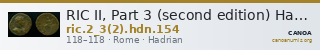RIC II, Part 3 (second edition) Hadrian 154 — CANOA