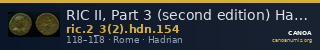 RIC II, Part 3 (second edition) Hadrian 154 — CANOA