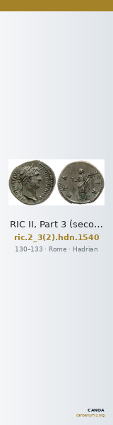 RIC II, Part 3 (second edition) Hadrian 1540 — CANOA