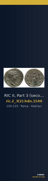 RIC II, Part 3 (second edition) Hadrian 1540 — CANOA