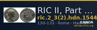 RIC II, Part 3 (second edition) Hadrian 1544 — CANOA