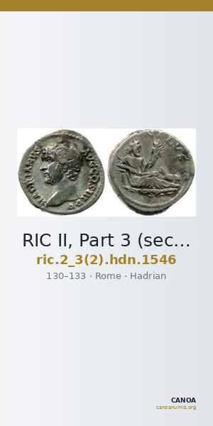 RIC II, Part 3 (second edition) Hadrian 1546 — CANOA