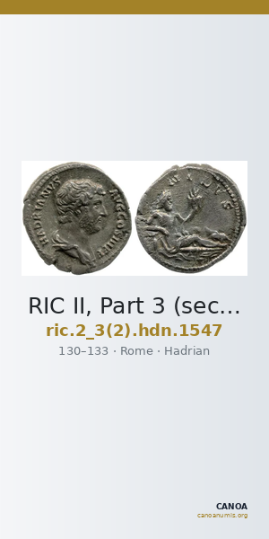 RIC II, Part 3 (second edition) Hadrian 1547 — CANOA
