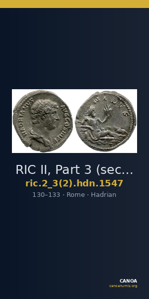RIC II, Part 3 (second edition) Hadrian 1547 — CANOA