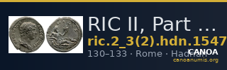 RIC II, Part 3 (second edition) Hadrian 1547 — CANOA