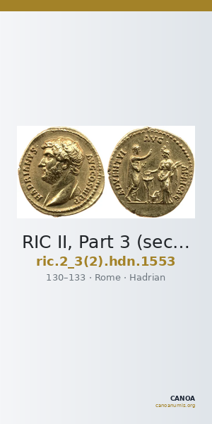 RIC II, Part 3 (second edition) Hadrian 1553 — CANOA