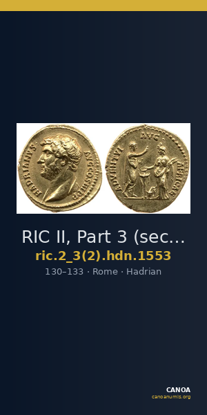 RIC II, Part 3 (second edition) Hadrian 1553 — CANOA
