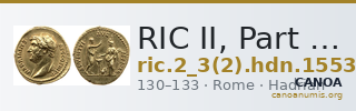 RIC II, Part 3 (second edition) Hadrian 1553 — CANOA