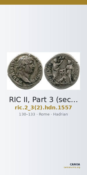 RIC II, Part 3 (second edition) Hadrian 1557 — CANOA