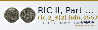 RIC II, Part 3 (second edition) Hadrian 1557 — CANOA