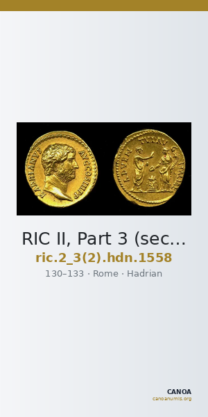 RIC II, Part 3 (second edition) Hadrian 1558 — CANOA