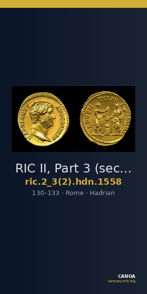 RIC II, Part 3 (second edition) Hadrian 1558 — CANOA