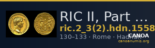 RIC II, Part 3 (second edition) Hadrian 1558 — CANOA