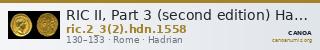 RIC II, Part 3 (second edition) Hadrian 1558 — CANOA