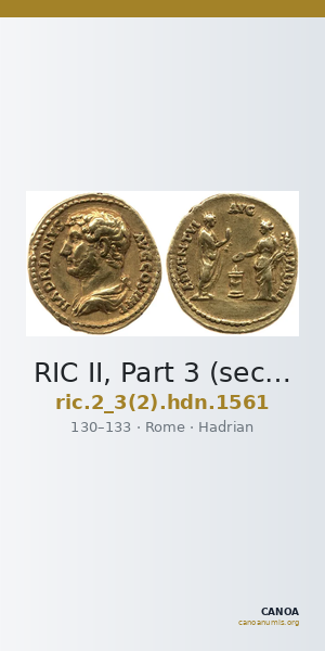 RIC II, Part 3 (second edition) Hadrian 1561 — CANOA