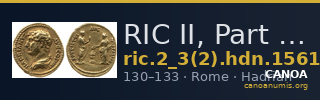 RIC II, Part 3 (second edition) Hadrian 1561 — CANOA