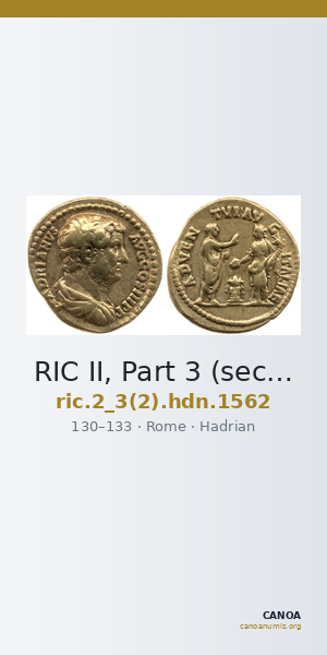 RIC II, Part 3 (second edition) Hadrian 1562 — CANOA