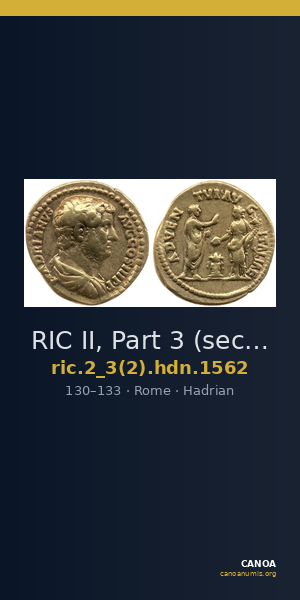 RIC II, Part 3 (second edition) Hadrian 1562 — CANOA
