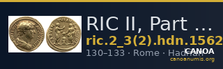 RIC II, Part 3 (second edition) Hadrian 1562 — CANOA
