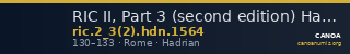 RIC II, Part 3 (second edition) Hadrian 1564 — CANOA