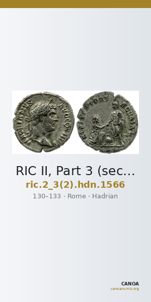 RIC II, Part 3 (second edition) Hadrian 1566 — CANOA