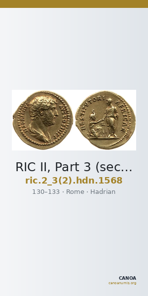 RIC II, Part 3 (second edition) Hadrian 1568 — CANOA