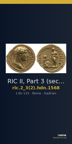 RIC II, Part 3 (second edition) Hadrian 1568 — CANOA