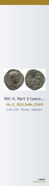 RIC II, Part 3 (second edition) Hadrian 1569 — CANOA
