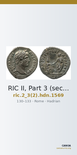 RIC II, Part 3 (second edition) Hadrian 1569 — CANOA