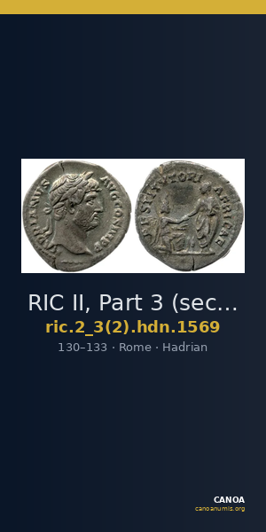 RIC II, Part 3 (second edition) Hadrian 1569 — CANOA